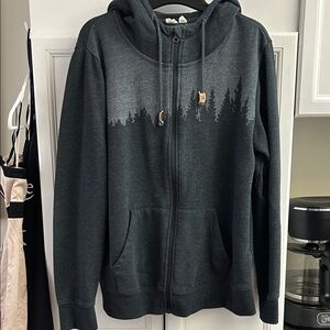 Women’s dark grey TenTree Hoodie with Forest Design